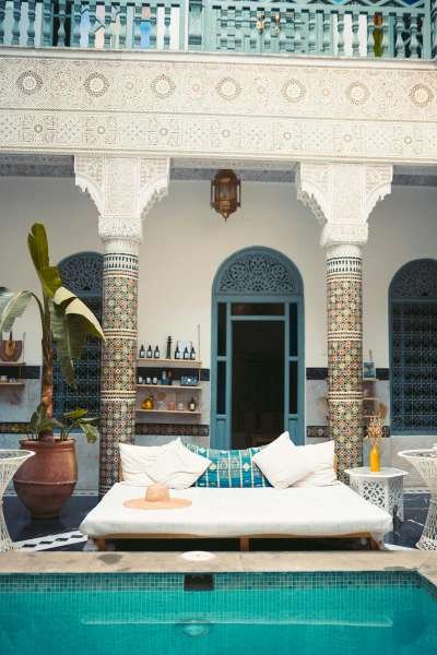 Luxury Moroccan riad courtyard